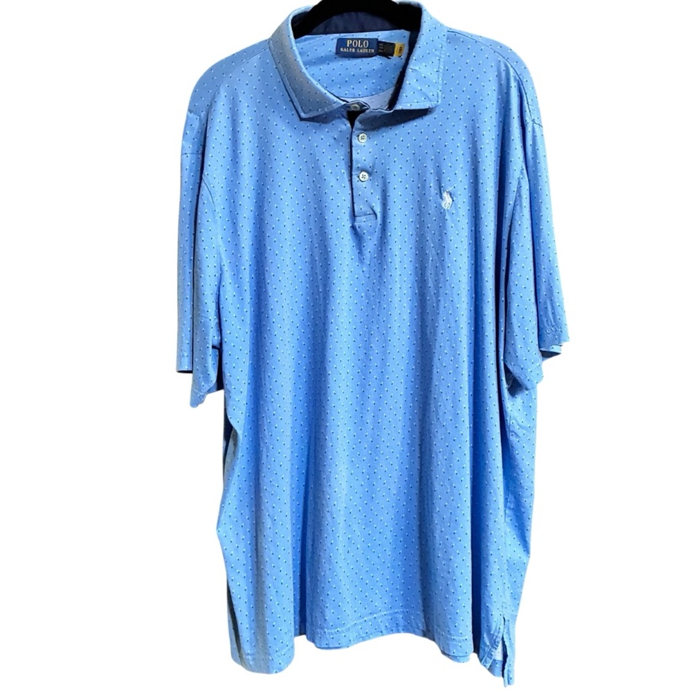 Polo Ralph Lauren XXL Men's Polo Shirt All Over Patterned Design Blue